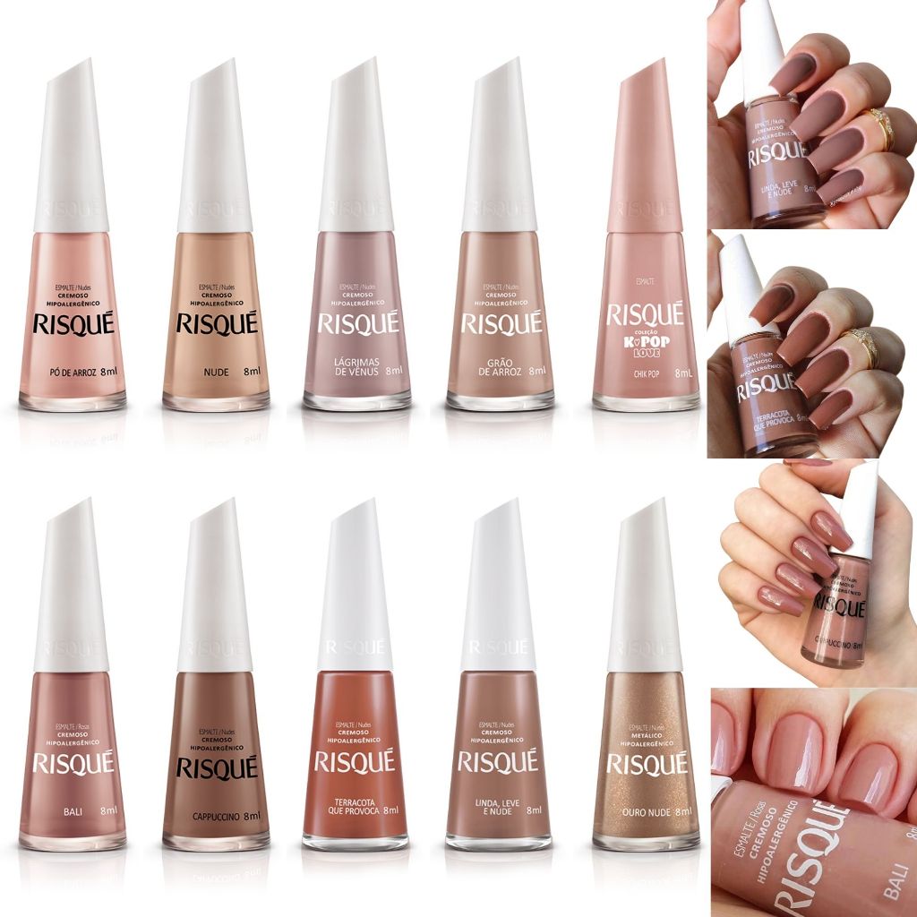 Kit Esmalte Risque Atacado Manicure 10 Cores Tons Nude Shopee Brasil