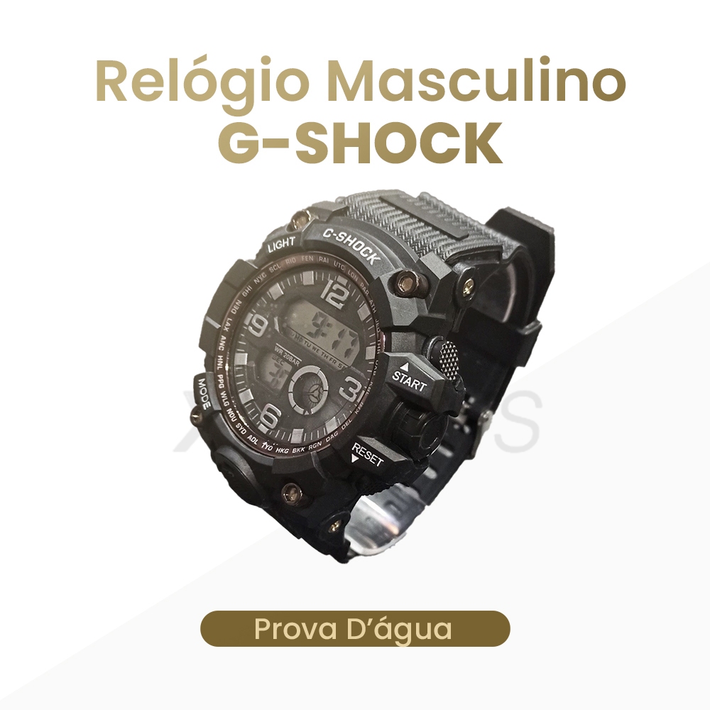 Relógio Digital C Shock Preto a Prova dAgua Masculino Sport Luz