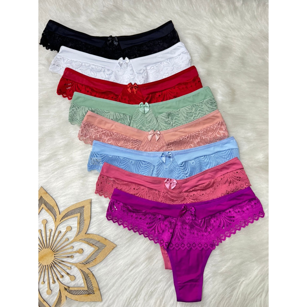Kit Calcinha Sexy Microfibra Renda Feminina Lingerie Moda Intima