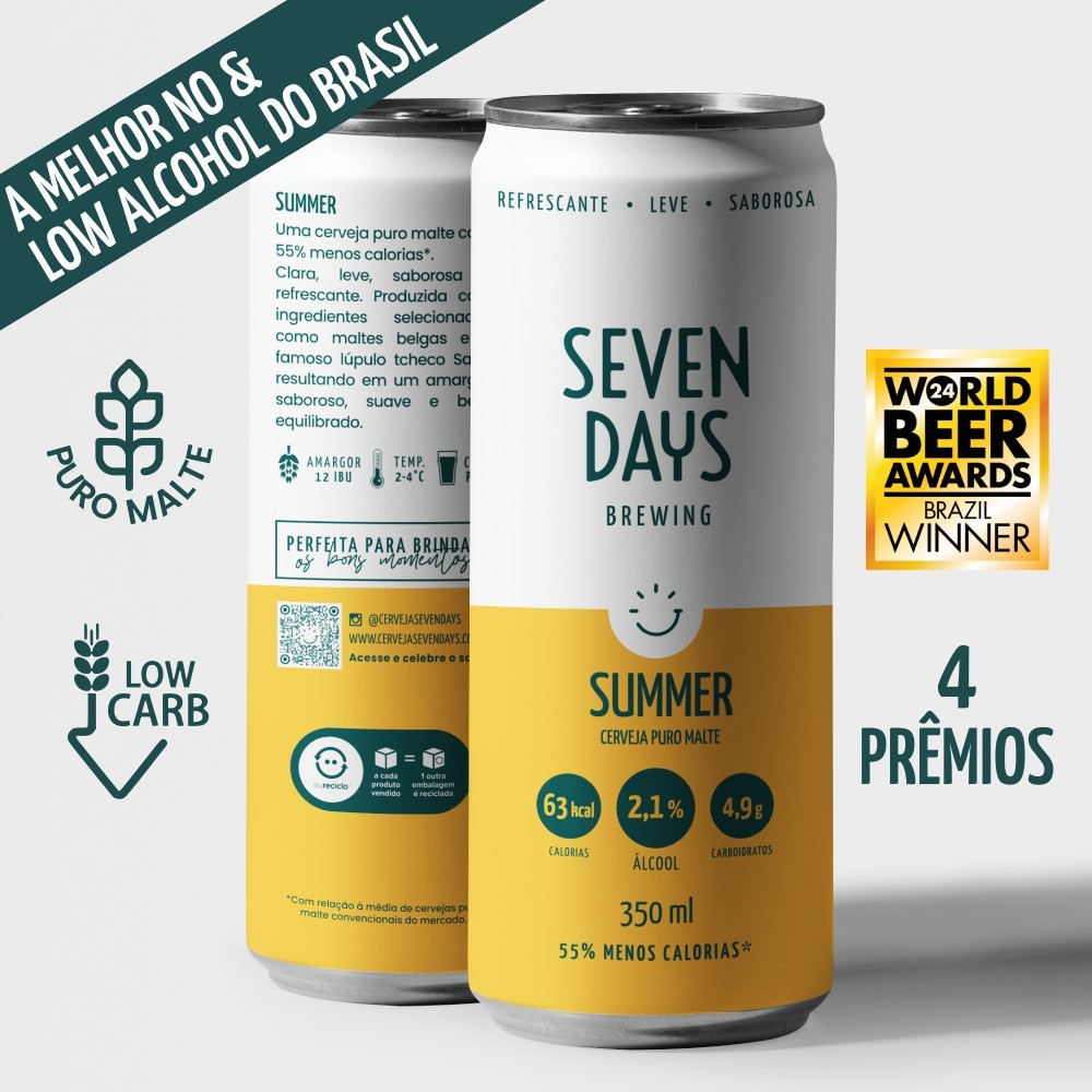 Cerveja Summer Seven Days Low Carb Puro Malte Menos Calorias