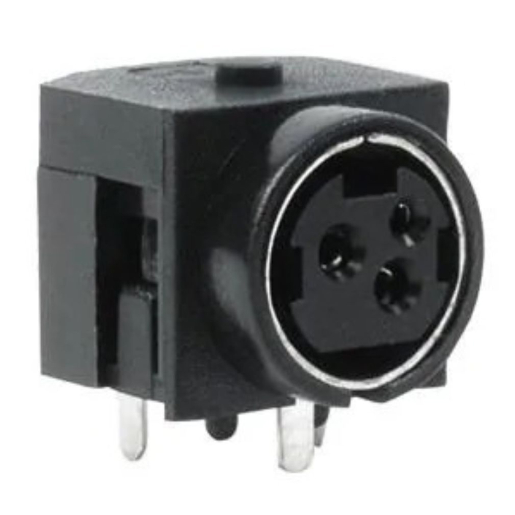 Conector de Energia Power Plugue Jack 3 Pinos Fêmea 3 Vias 90º