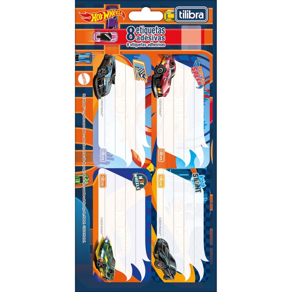 Etiqueta Adesiva Escolar Hot Wheels Cartela C 8 Unidades Tilibra