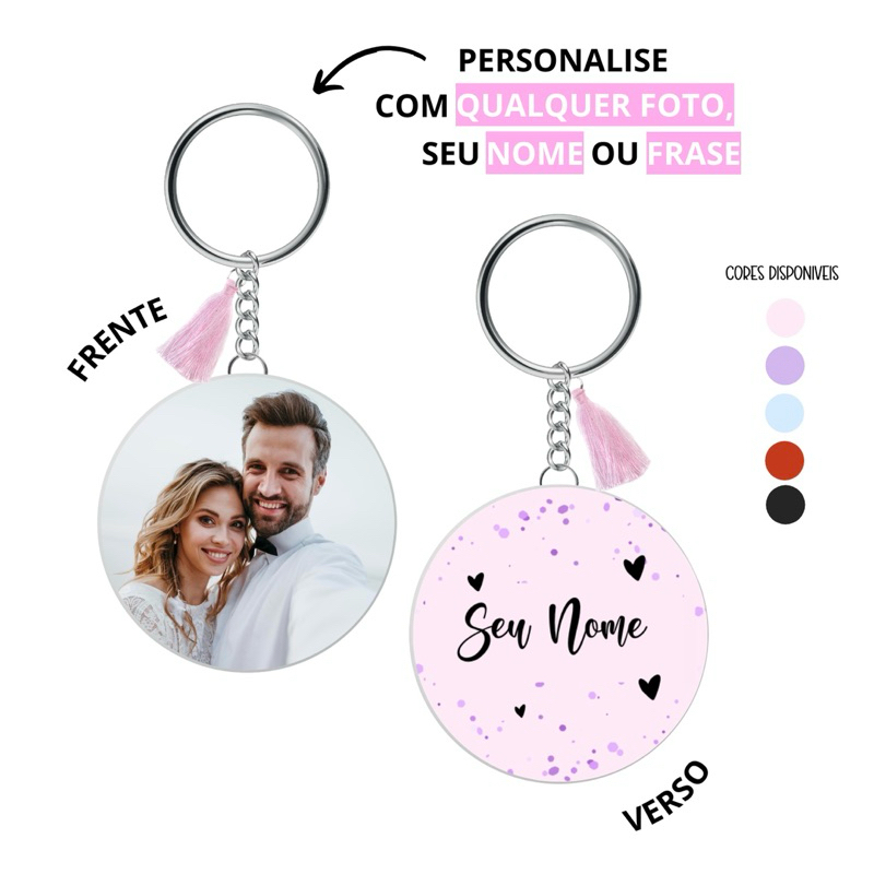 Chaveiro Personalizado Sua Foto Ou Foto De Casal Pet Seu