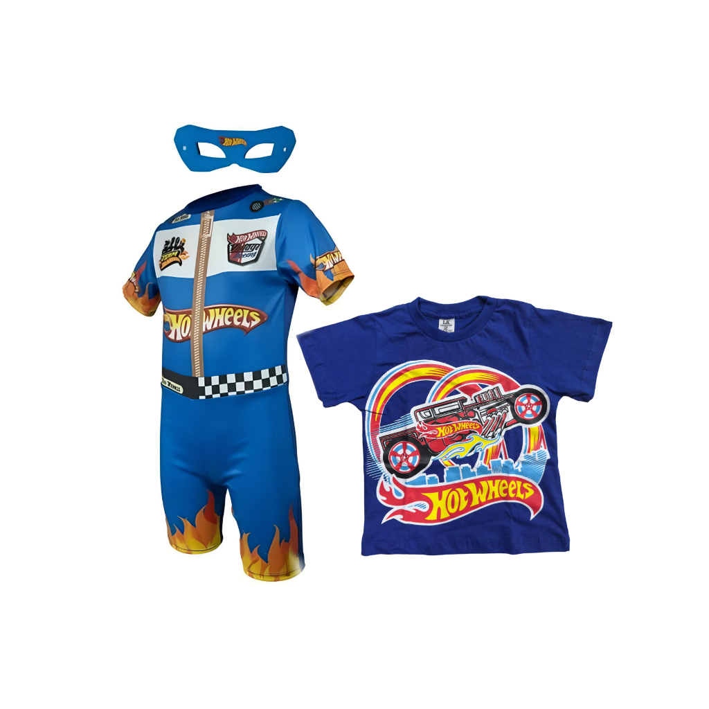Kit Infantil Fantasia E Camiseta Hot Wheels Shopee Brasil