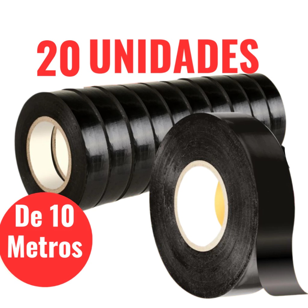 Kit 20 Fita Isolante Antichama Preta 10 Metros Cada Shopee Brasil