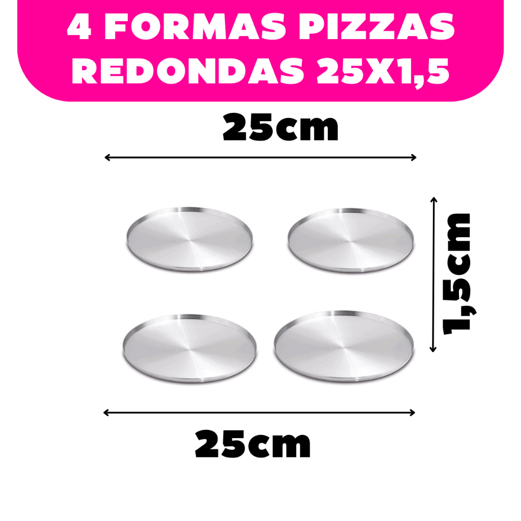 Kit 4 Formas Pizzas 25x1 5 Em Aluminio Shopee Brasil