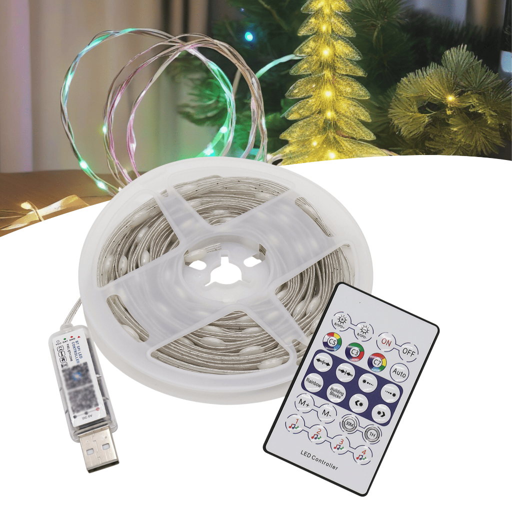 Kit Pisca Led RGB 10m USB Controle Pisca Pisca Decoração Natal