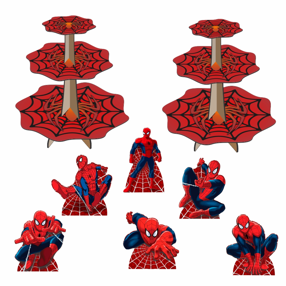 Homem Aranha Modelo Kit Baleiros Totens Decorativos De Mesa