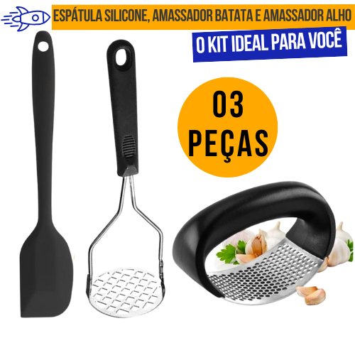 Kit Espátula de Silicone Reta Mexer Raspar Espalhar Pão Duro