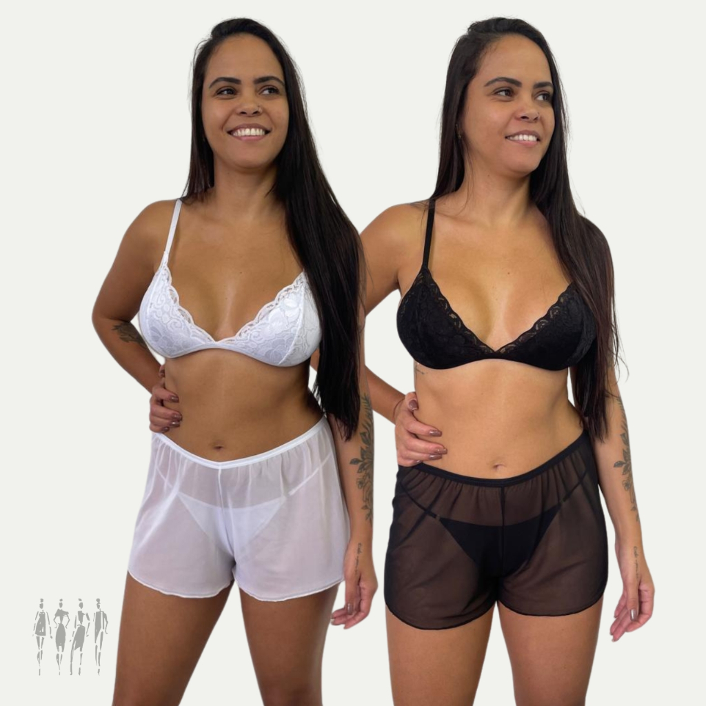 KIT Conjuntos feminino lingerie sensual três peças calcinha sutiã e