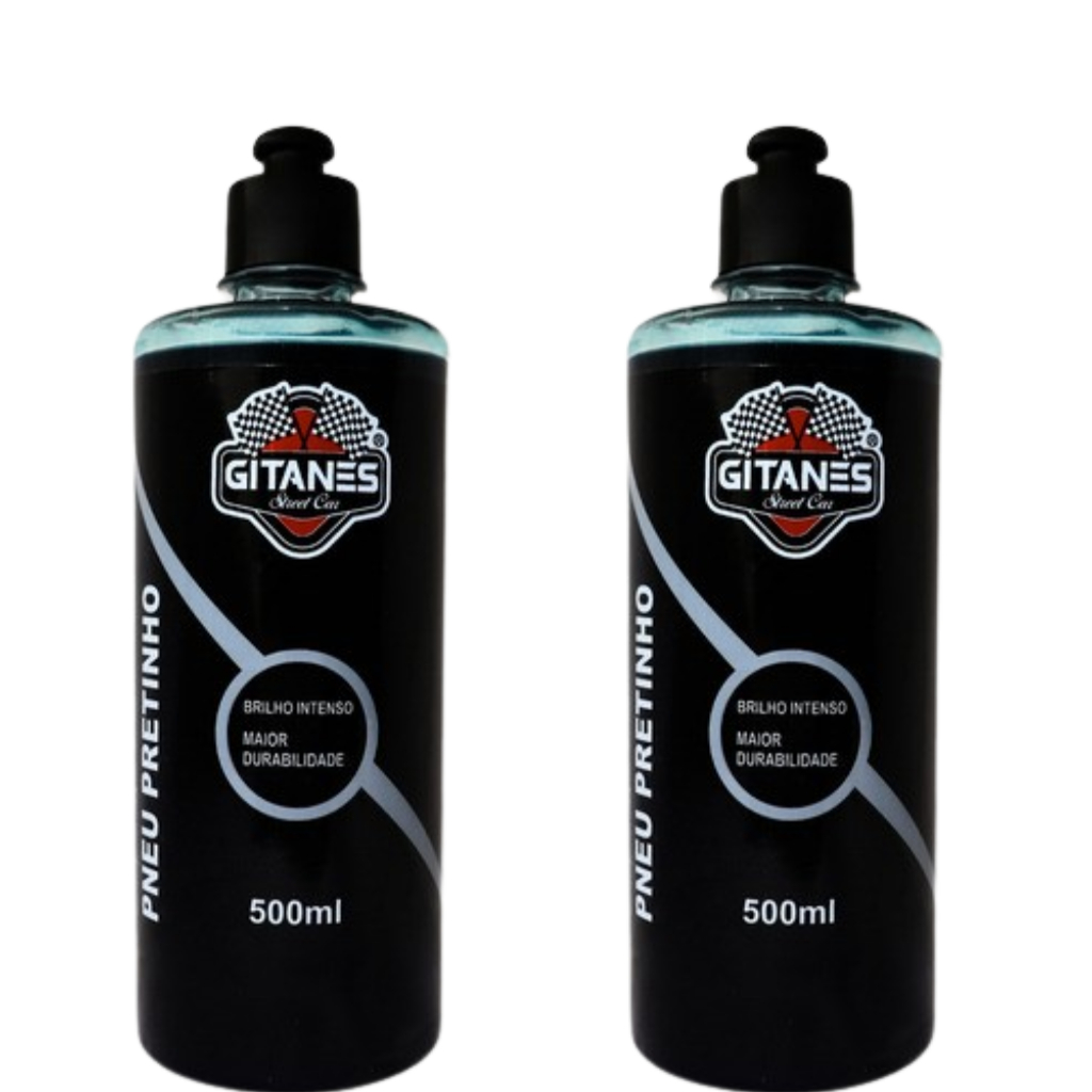 Kit 2 Pneu Pretinho Limpa Pneus Concentrado Gitanes Carro Moto 500ml