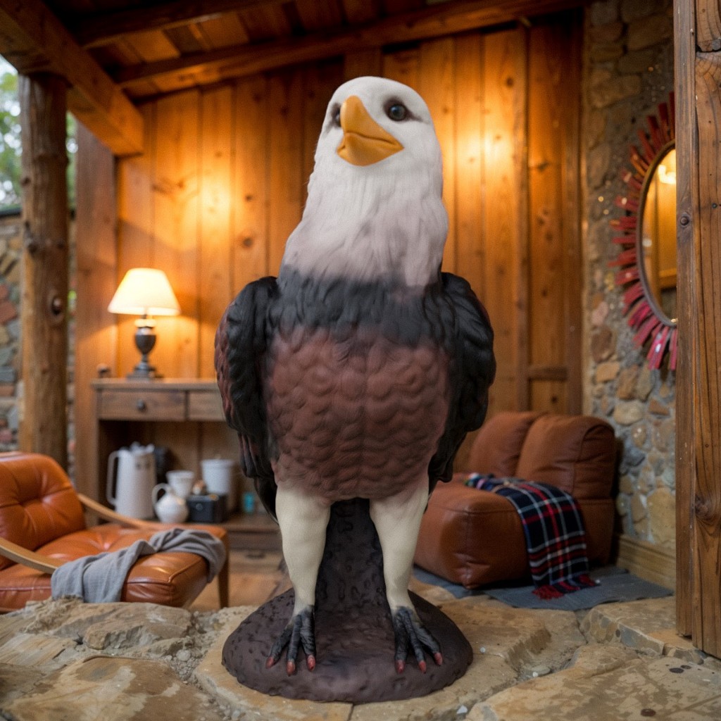 Estatua Decorativa De Aguia Gaviao Em Gesso Espanta Pombos E