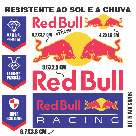 Adesivos Red Bull Kit Adesivos De Alt Ssima Qualidade A Prova D