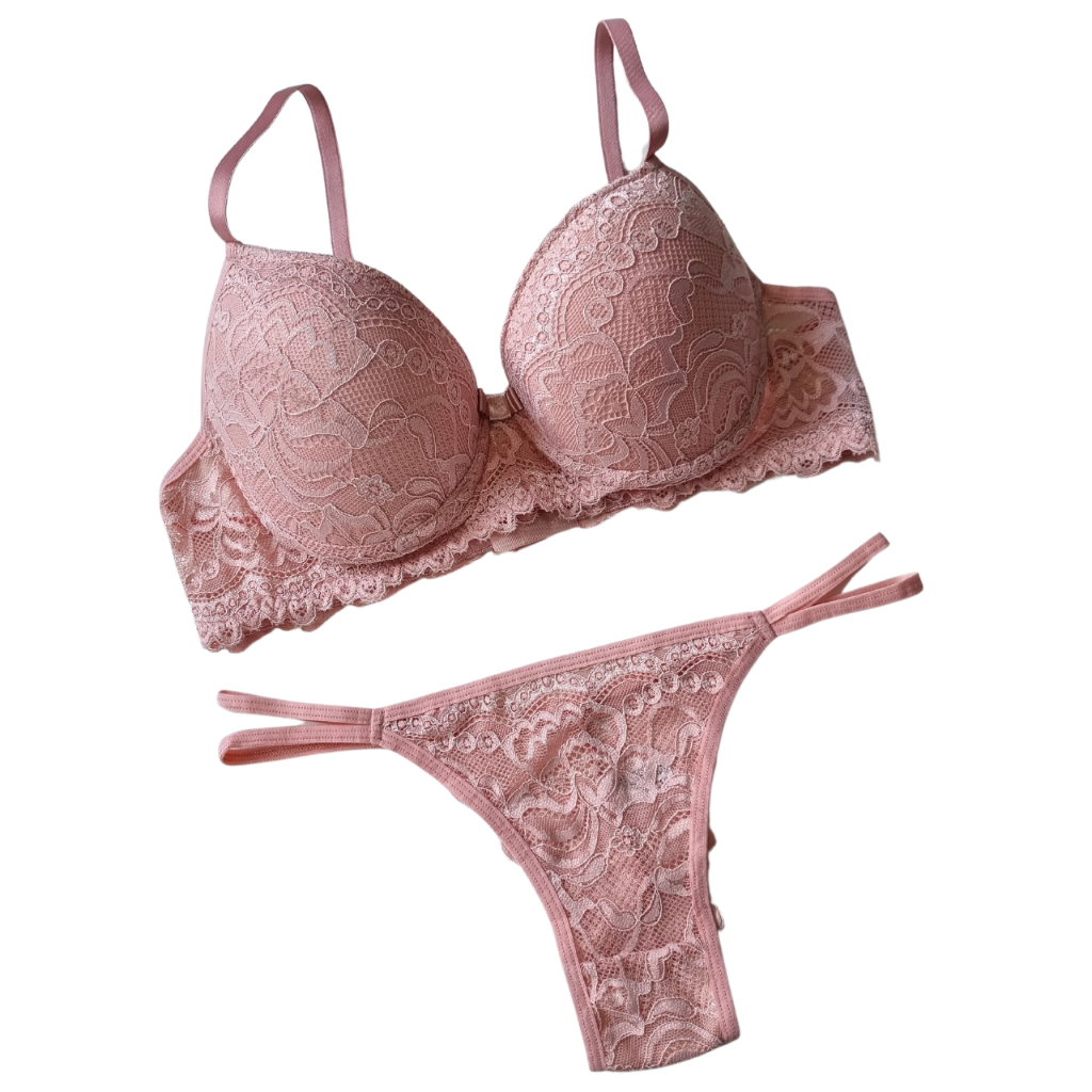 Conjunto de Lingerie Renda Bojo Sutiã e Calcinha Sensual 7039