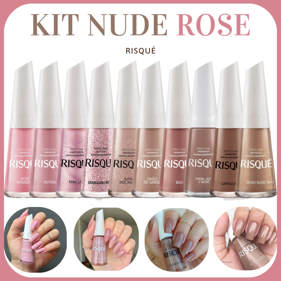 Kit Esmaltes Cores Tons Nude e Rosa RISQUÉ Shopee Brasil