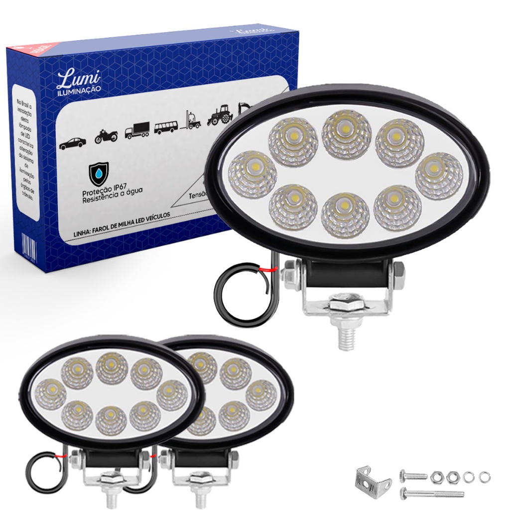 Kit Farol De Milha Oval Led W V Universal Off Road K