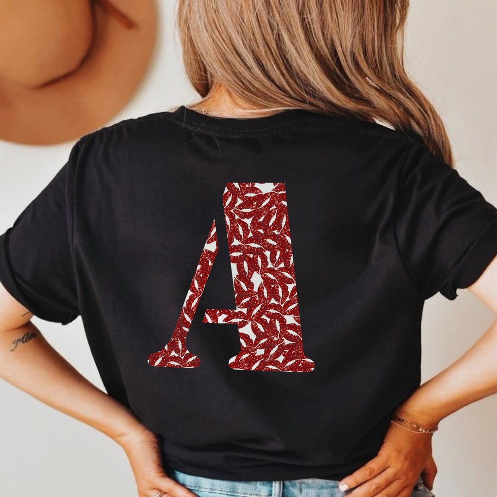 Camiseta Personalizada Beijos Sua Letra Inicial Para Namorado Casal