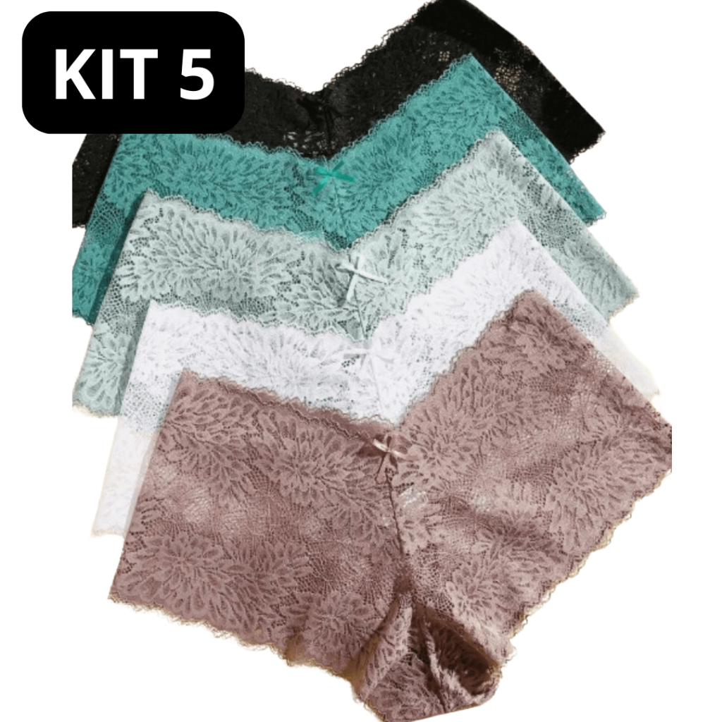Kit Calcinhas Cale On Lingerie Tanga Shortinho Renda Feminino
