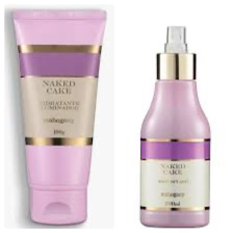 Kit Body Splash Hidratante Iluminador Corporal Naked Cake Mahogany