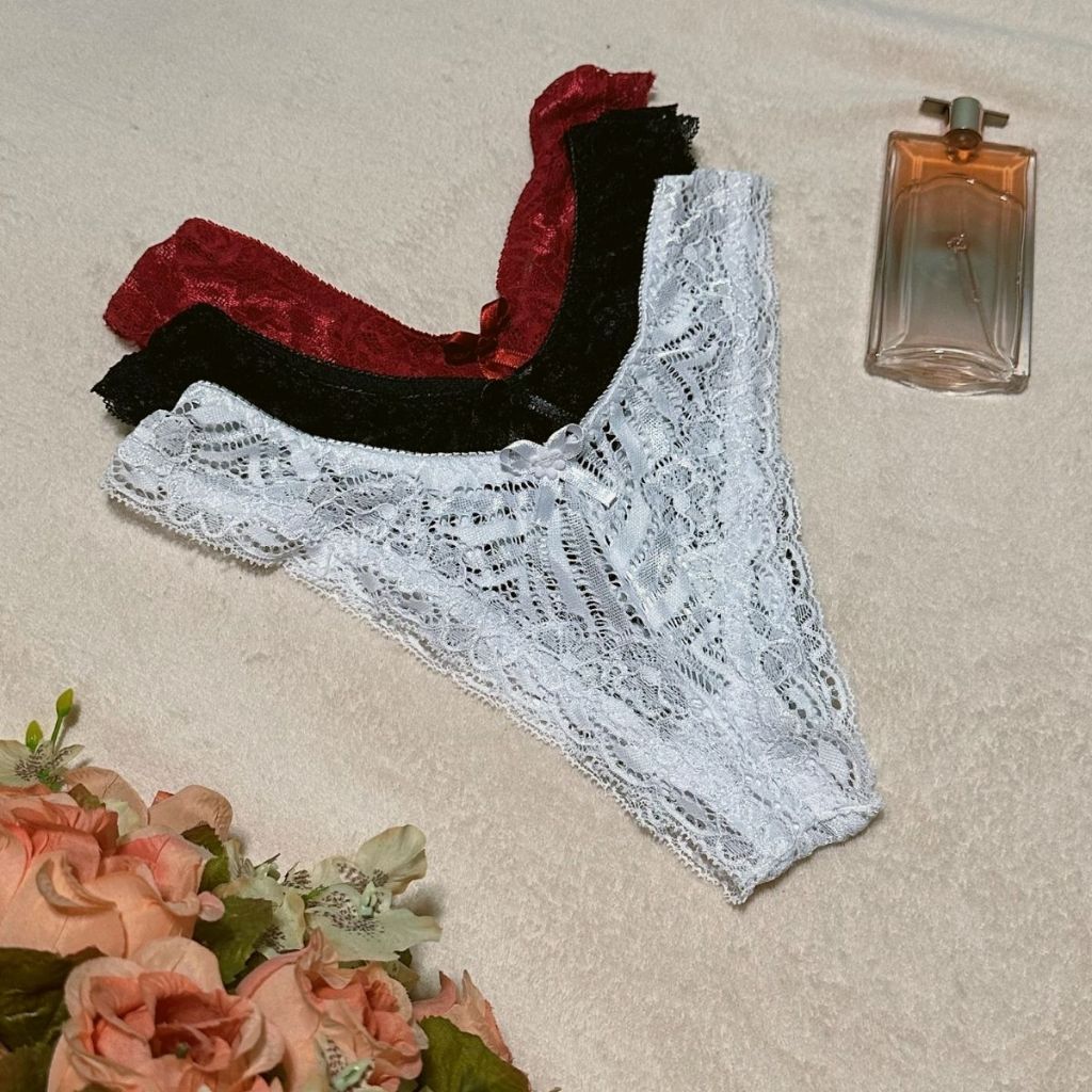 Kit Calcinha Tanga Renda Conforto Lingerie Feminina Sensual El Stico