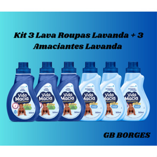 Lava Roupas Vida Macia Bebê Lavanda 3x500ml Amaciante Lavanda 3x500ml