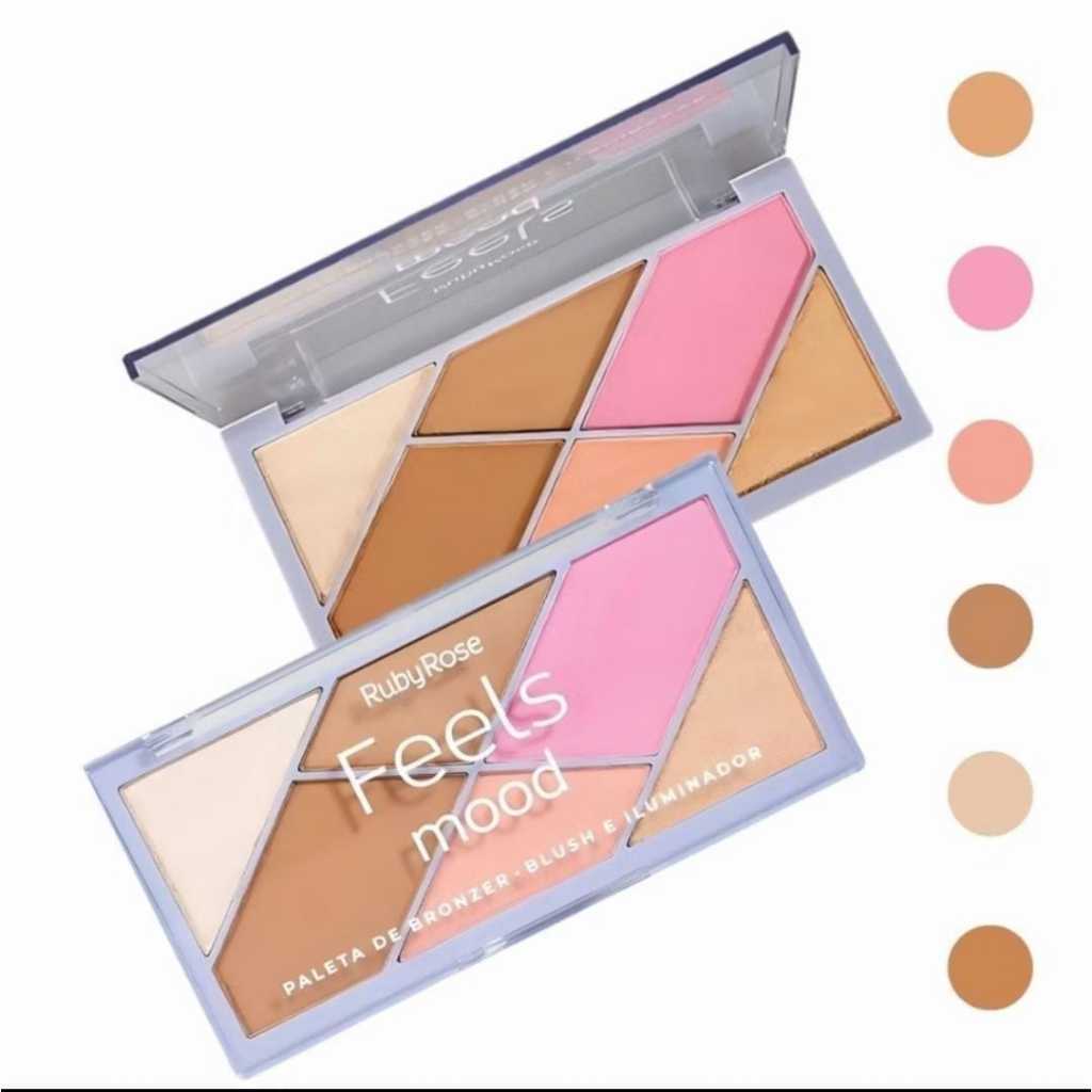 Paleta Feels Mood Ruby Rose Contorno Blush E Iluminador Shopee Brasil