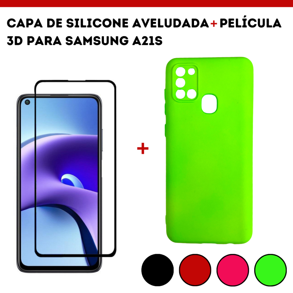 Kit Para Samsung A S Capa De Silicone Aveludada Pel Cula De Vidro