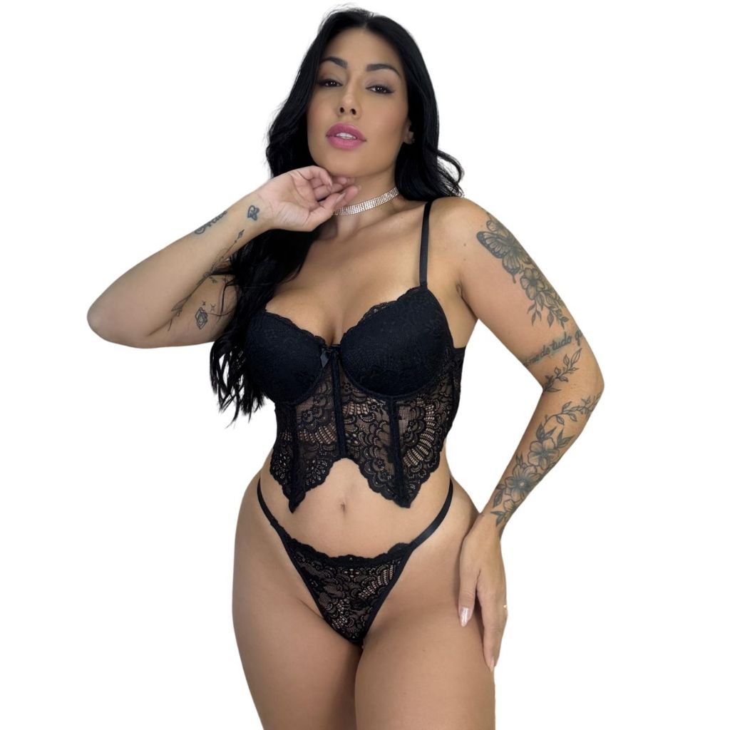 Conjunto De Lingerie Bojo E Renda Calcinha Fio Sensual Mary