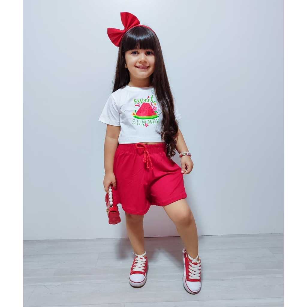 Conjunto Infantil Menina Blogueirinha Luxo Moda Festa Diva Melancia