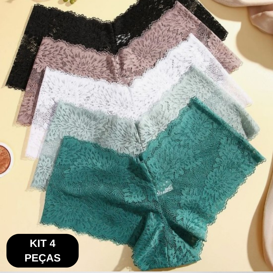 Kit Calcinha Calesson Renda Lingerie Feminina Promoção Sexy Shortinho