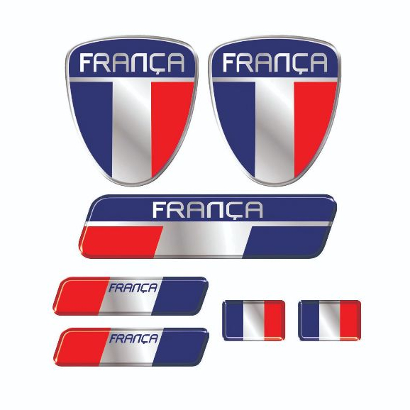 Kit Adesivo Resinados Emblema 3D Escudo Coluna Placa Bandeira França