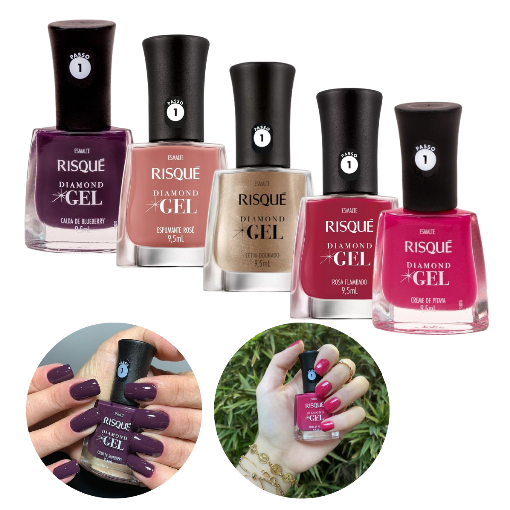 Kit 5 Esmalte Risque Diamond Gel Nude E Rosa Tons Da Moda Manicure Shopee Brasil