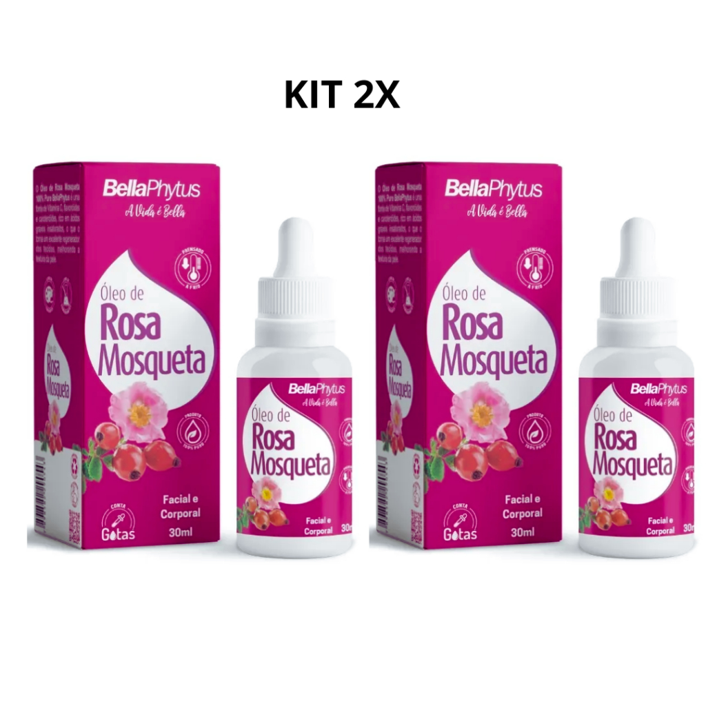 Óleo De Rosa Mosqueta 2x 30ml Cada Conta Gotas Bellaphytus Shopee Brasil