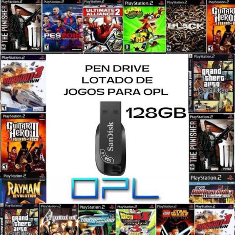 Ps2 Pendrive De 128 Gigas Jogos Para Playstation 2 Opl Pen Drive