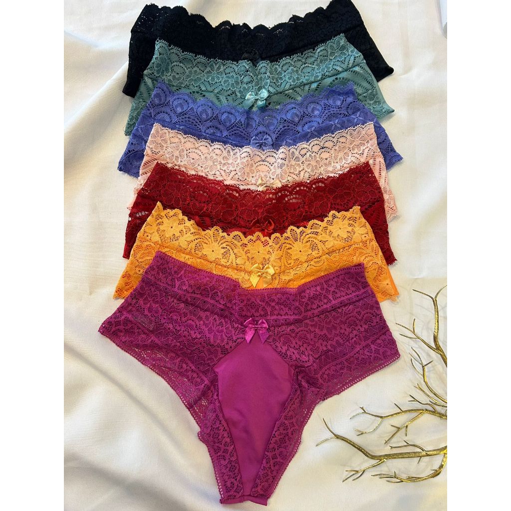 Kit De Calcinhas De Renda Fio Duplo Lingerie Luxo Elegante Tanga Fio