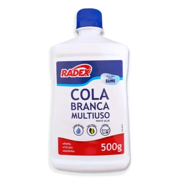 Cola Branca Multiuso Radex 500g Ideal Para Slime Artesanato Papel