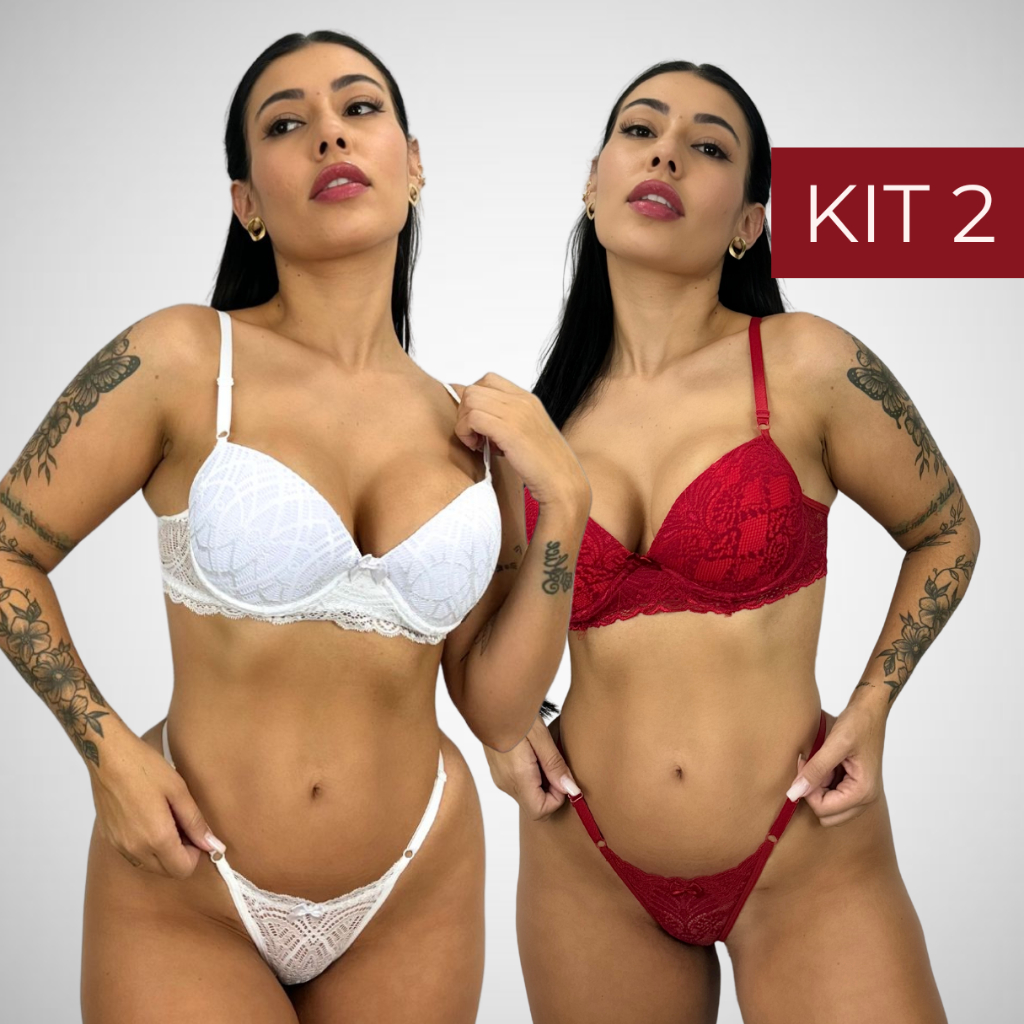Kit Conjuntos Feminino Lingerie Langerie Sexy Renda Suti Bojo