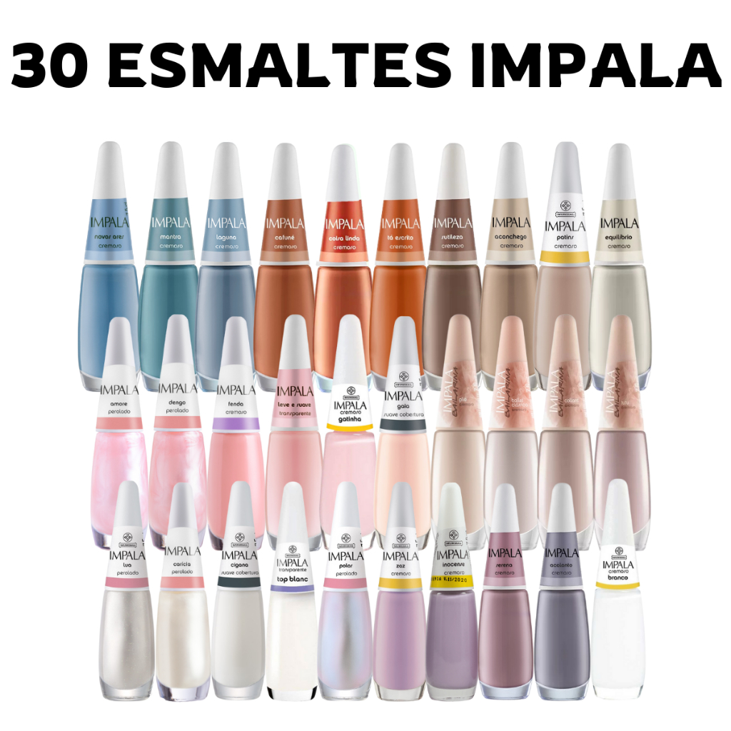 Kit de Esmaltes Impala Moda Lançamento Tons Claros Manicures Nude Rosa