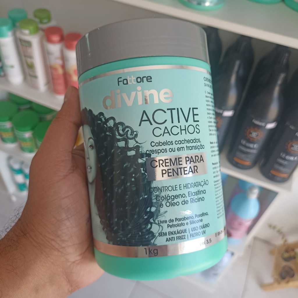 Creme P Pentear Divine Active Cachos Cabelos Cacheados Crespos Ou Em