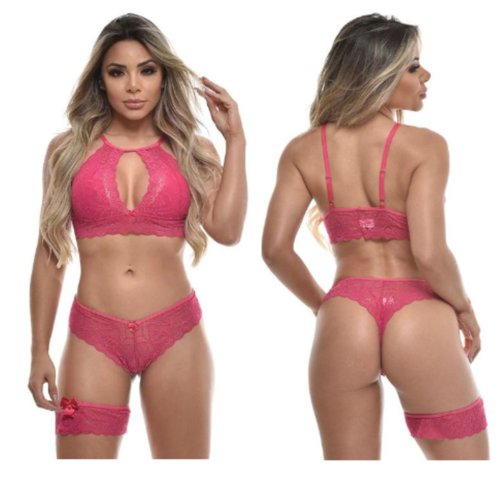 Conjunto Cropped Rendado Persex Sensual Love Lingerie Erotica