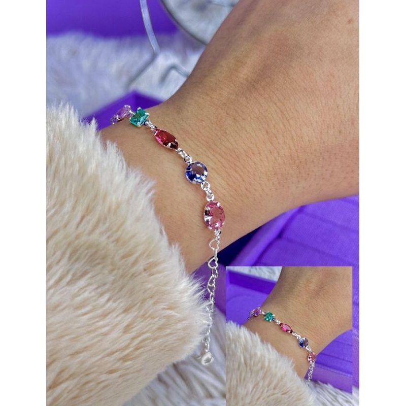 Pulseira Zirc Nia Multiformas Coloridas Banhada Prata Shopee Brasil