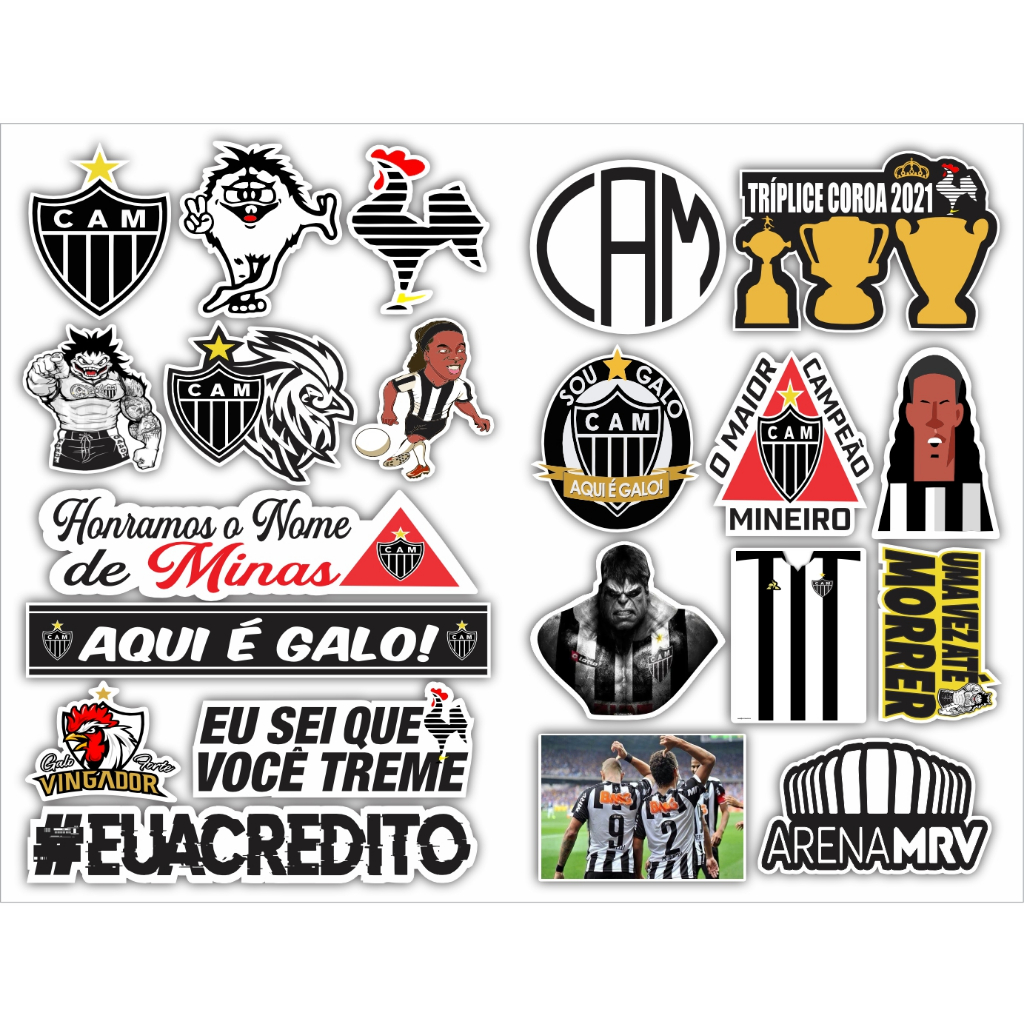 Adesivos Atlético Mineiro Galo 21 adesivos Impreshow U18 Shopee Brasil