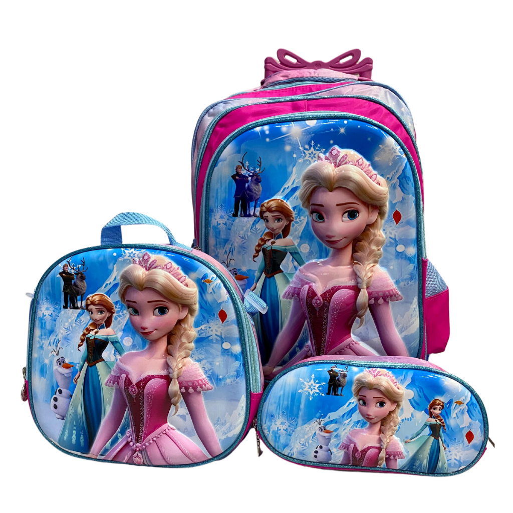 Mochila De Rodinhas Frozen Elsa Kit Lancheira Estojo Menina Shopee Brasil