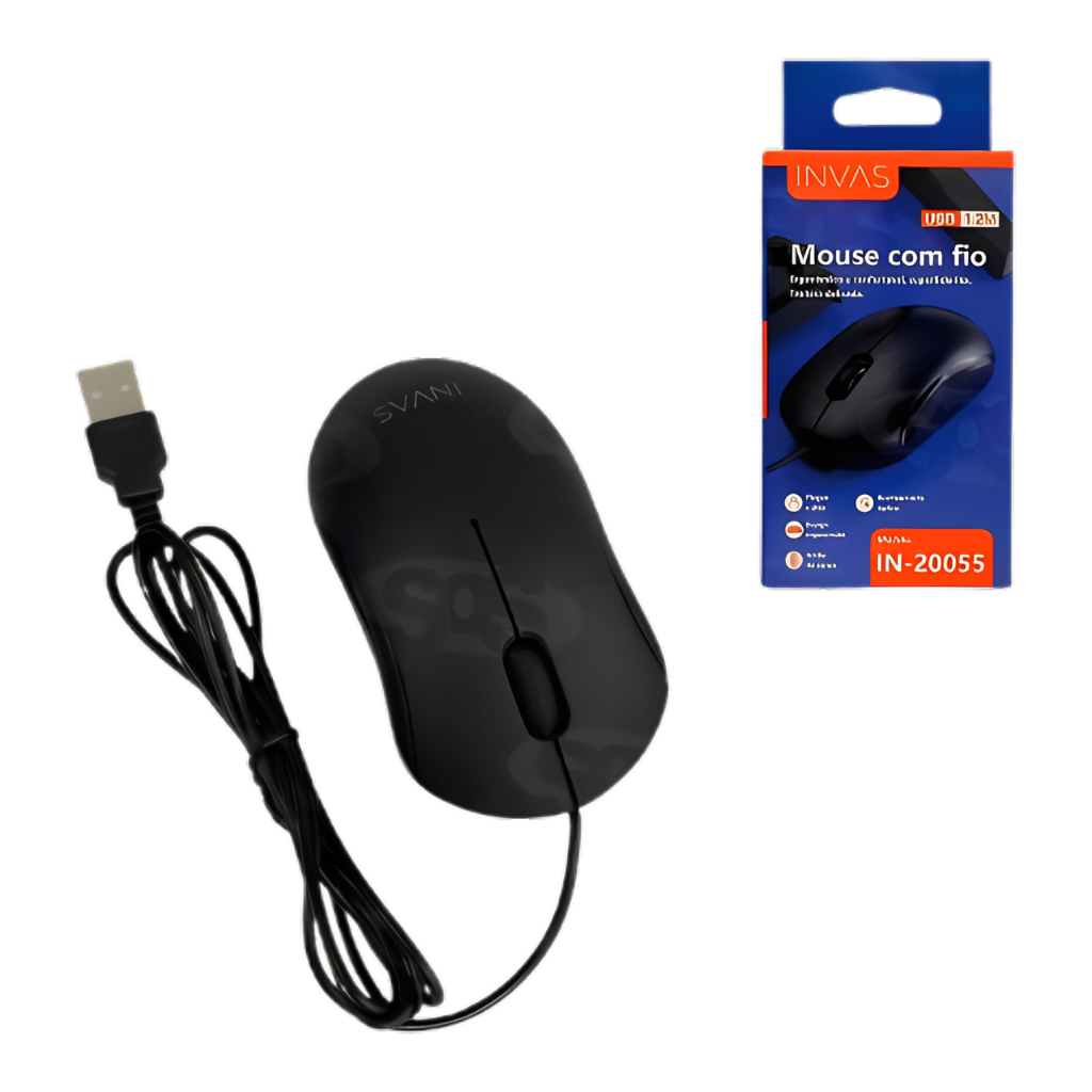 Mouse fio USB óptico para Notebooks e Computadores Invas Shopee