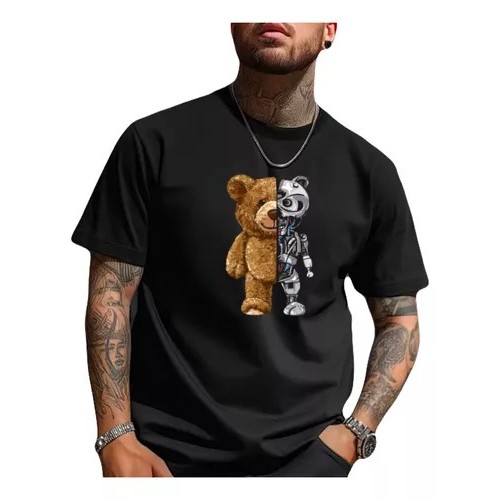 Camiseta Casual Masculina Urso Android Algod O Adulto Shopee Brasil