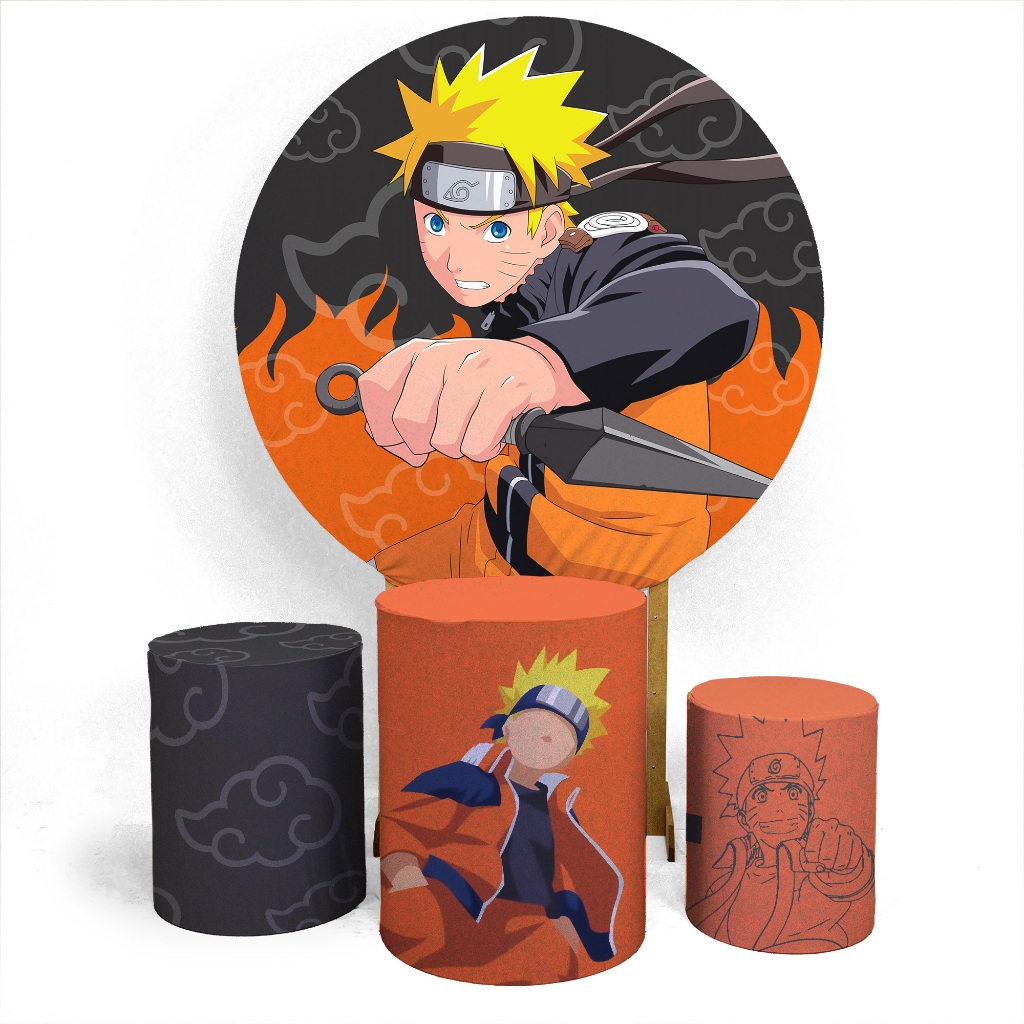 Painel Redondo Trio Capas De Cilindro Sublimados Naruto Shopee Brasil