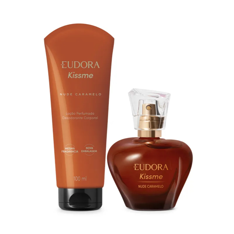 Combo Kiss Me Nude Caramelo Colônia 50ml Hidratante Corporal 100ml