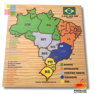 Brinquedo Pedag Gico Quebra Cabe A Encaixe Mapa Do Brasil Em Mdf