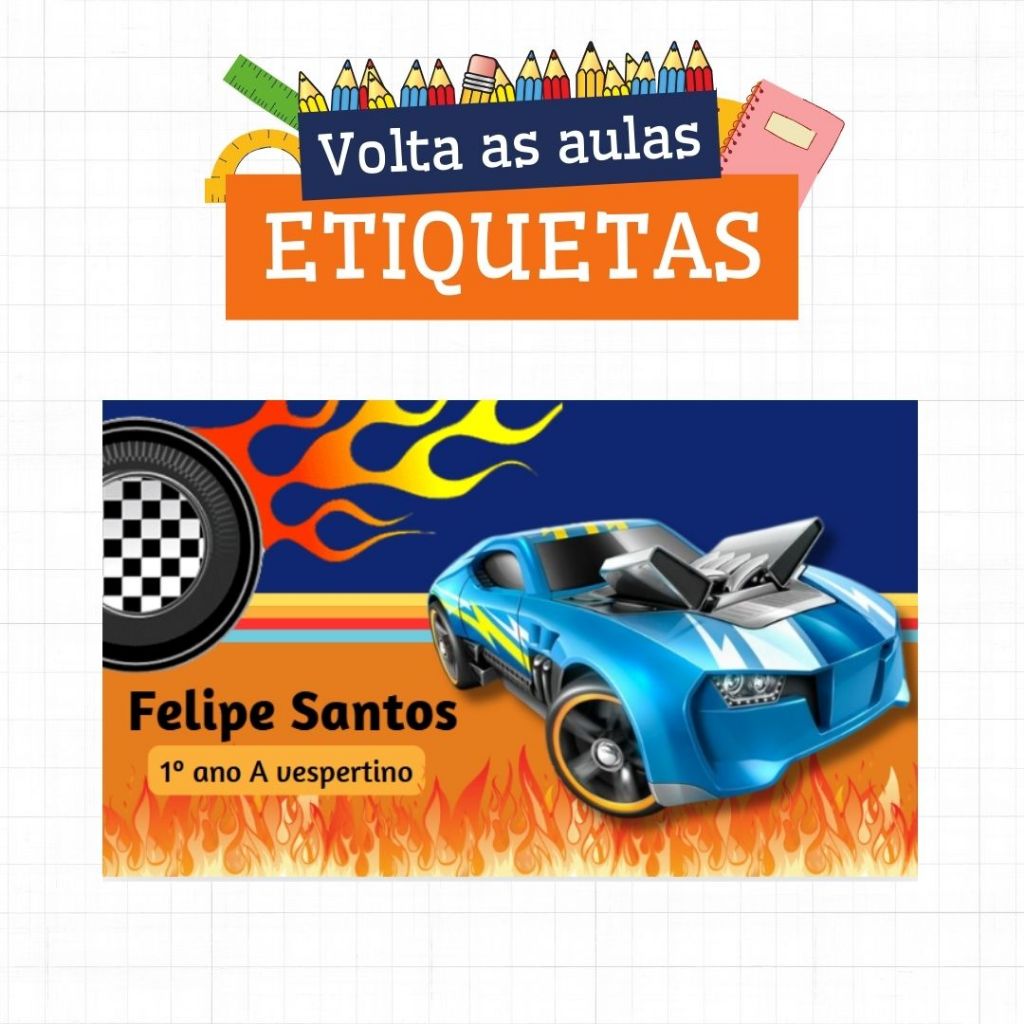 Etiquetas Escolares Personalizadas Hot Wheels Shopee Brasil