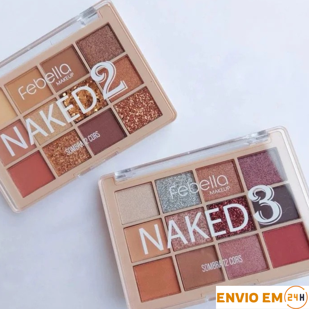 Paleta de Sombra Nude Glitter Naked Alta Pigmentação Febella Make